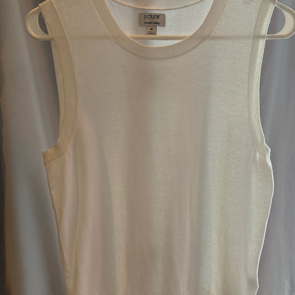 J. Crew Cream Ribbed-Trim Sleeveless Knit Tank